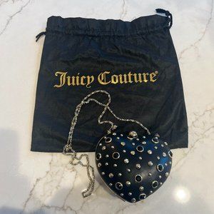 NWT Vintage Juicy Couture Black Leather Rhinestone Heart Bag